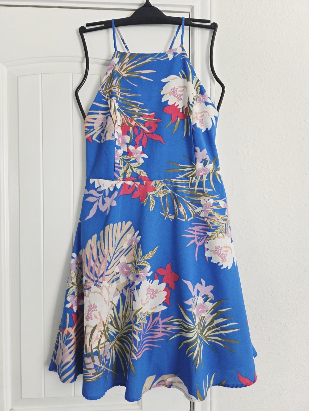 Hyfve Blue Floral Sleeveless Dress Size L Strappy Back Flowy